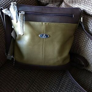 Aurielle green and brown leather purse